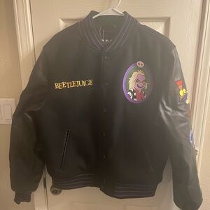 Beetlejuice Shoe Palace Black and Purple Varsity Jacket size MD New W/Out Tags